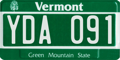 VT license plate YDA091