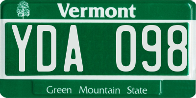 VT license plate YDA098