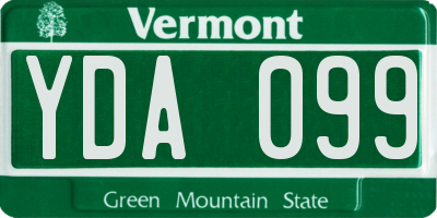 VT license plate YDA099