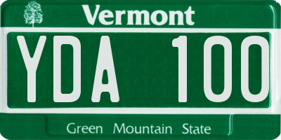VT license plate YDA100