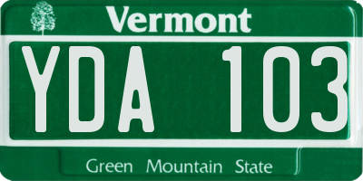 VT license plate YDA103