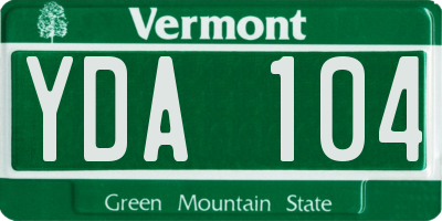 VT license plate YDA104