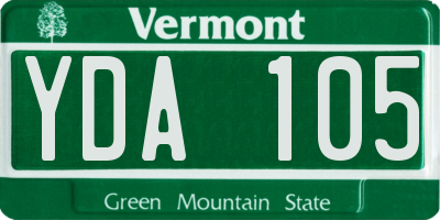 VT license plate YDA105