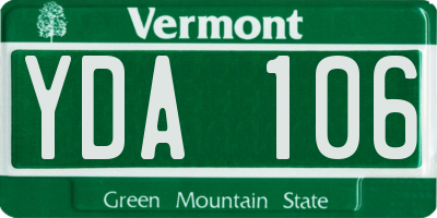 VT license plate YDA106