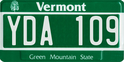 VT license plate YDA109