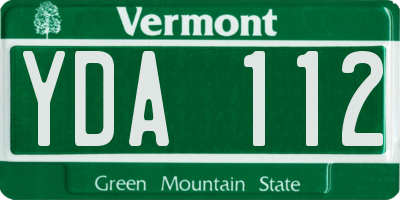 VT license plate YDA112