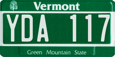 VT license plate YDA117