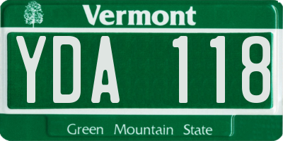 VT license plate YDA118