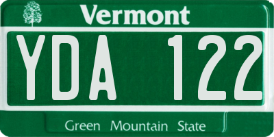 VT license plate YDA122