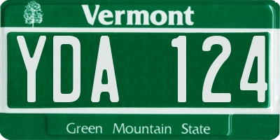 VT license plate YDA124
