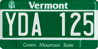 VT license plate YDA125