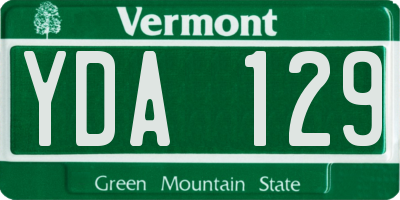 VT license plate YDA129