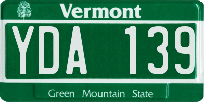 VT license plate YDA139