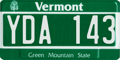 VT license plate YDA143