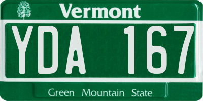 VT license plate YDA167