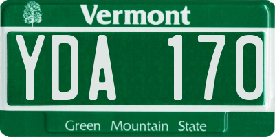 VT license plate YDA170