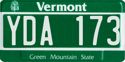 VT license plate YDA173