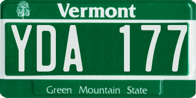 VT license plate YDA177