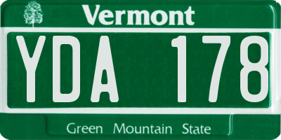 VT license plate YDA178