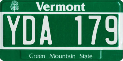 VT license plate YDA179