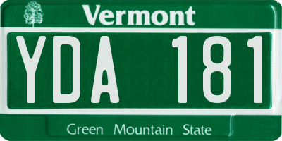 VT license plate YDA181