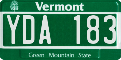 VT license plate YDA183