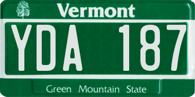 VT license plate YDA187