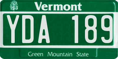 VT license plate YDA189