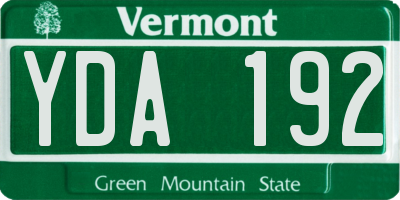 VT license plate YDA192