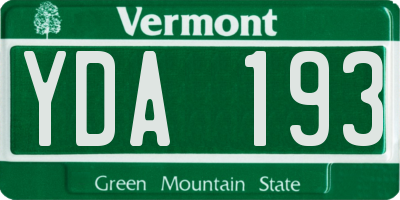 VT license plate YDA193