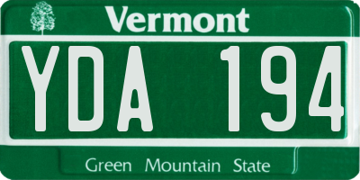 VT license plate YDA194