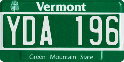 VT license plate YDA196
