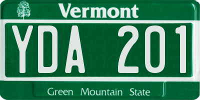VT license plate YDA201