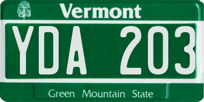 VT license plate YDA203