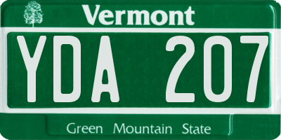 VT license plate YDA207