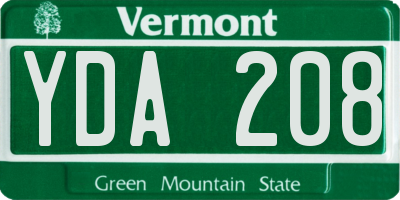 VT license plate YDA208