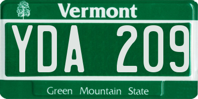 VT license plate YDA209