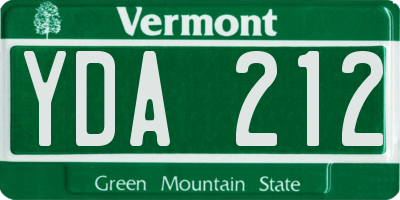 VT license plate YDA212