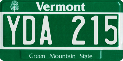 VT license plate YDA215