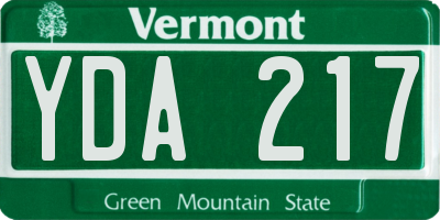 VT license plate YDA217