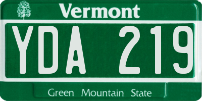 VT license plate YDA219