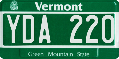VT license plate YDA220
