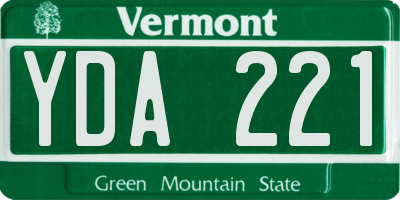 VT license plate YDA221