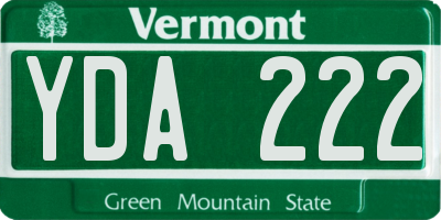 VT license plate YDA222