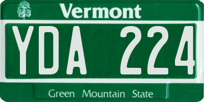 VT license plate YDA224