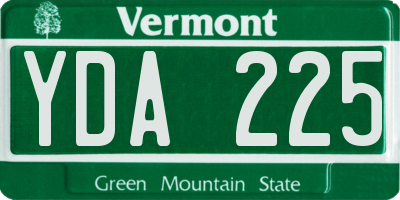 VT license plate YDA225