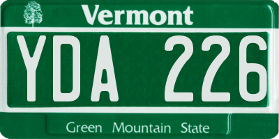 VT license plate YDA226