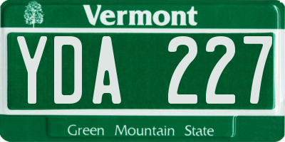 VT license plate YDA227