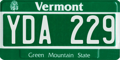 VT license plate YDA229