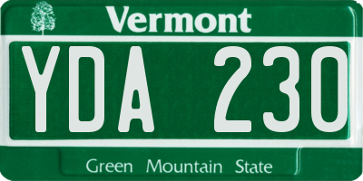 VT license plate YDA230